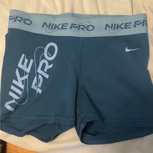Nike Pro Mid-Rise 3" Graphic Shorts Blue athletic compression tight size medium